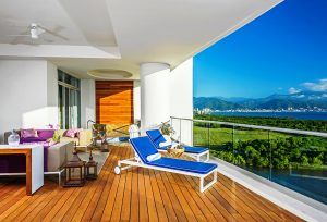 Outdoor deck with lounge chairs