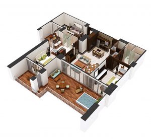 Floor plan of 2 bedroom Luxxe condo unit